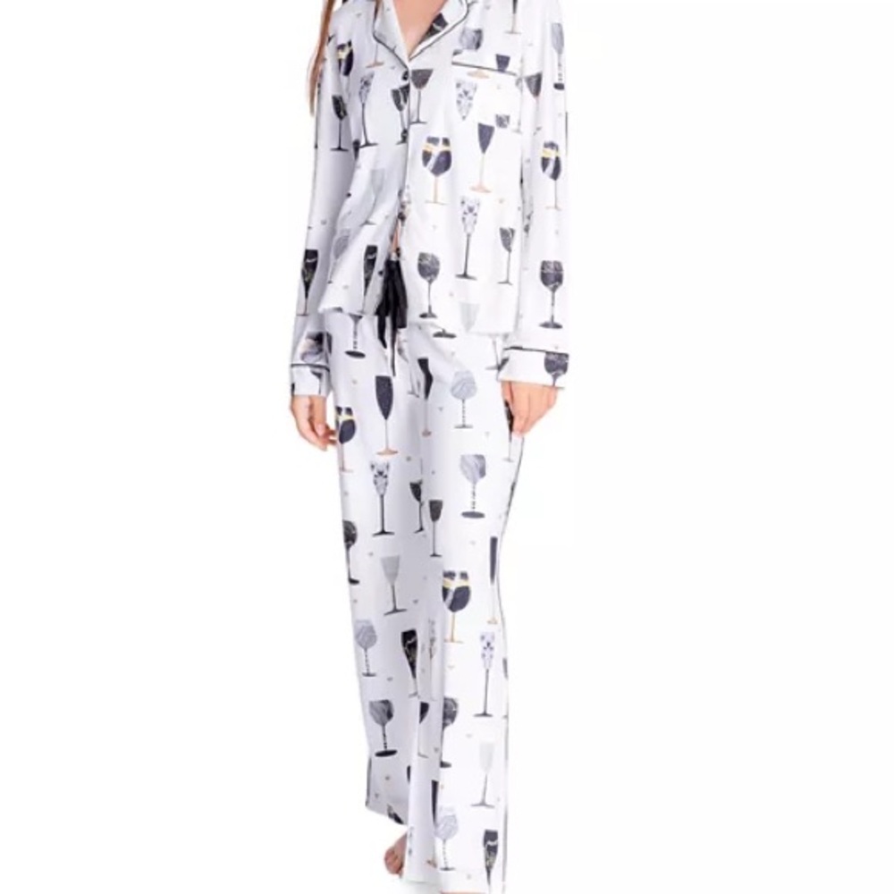 PJ Salvage Wine Celebration Pajama Set Long Sleeve Pants Women’s Large